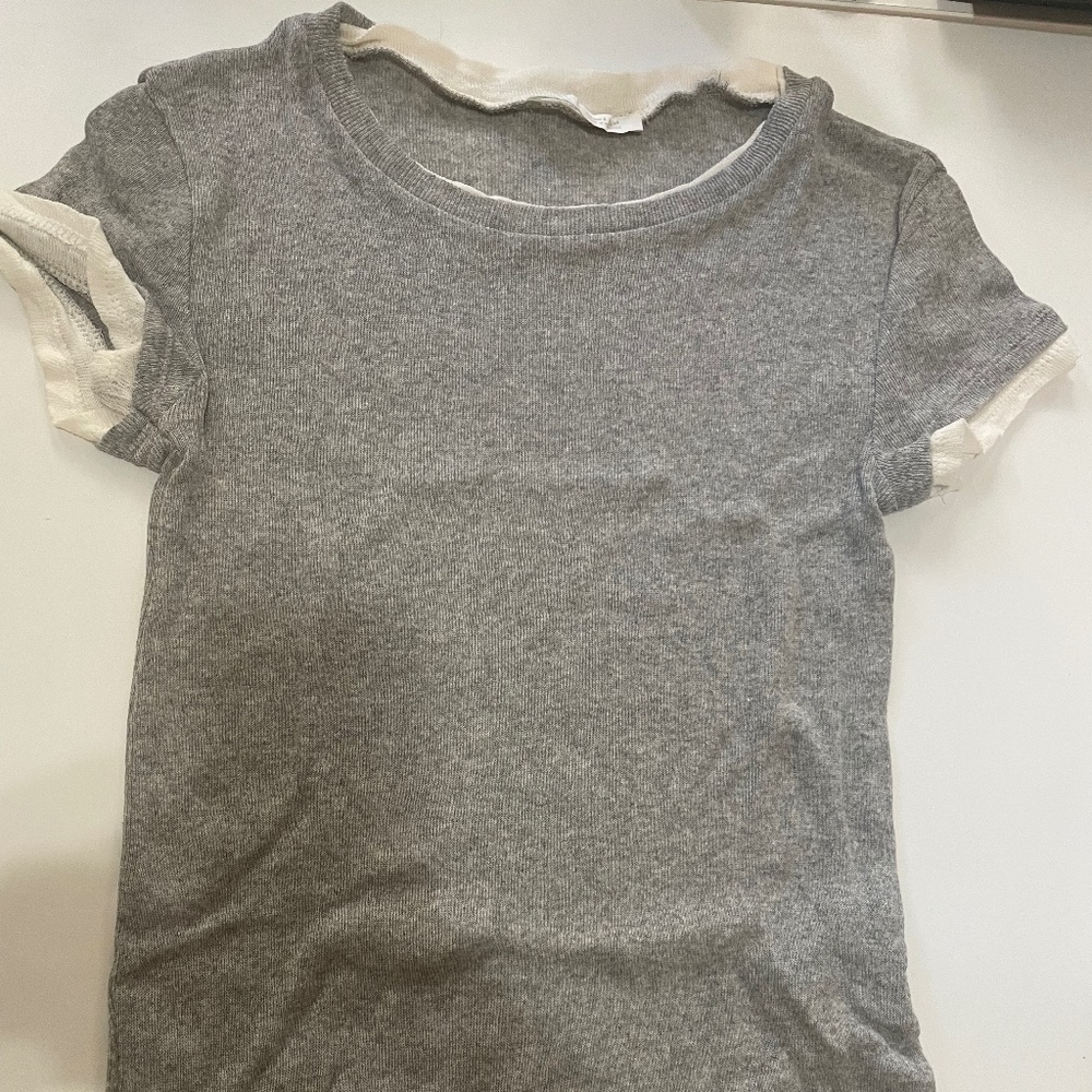 Zara white and gray T-shirt - Picture 1 of 2